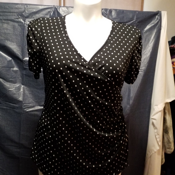 Per Seption Concept Tops - Polka dot short sleeve blouse